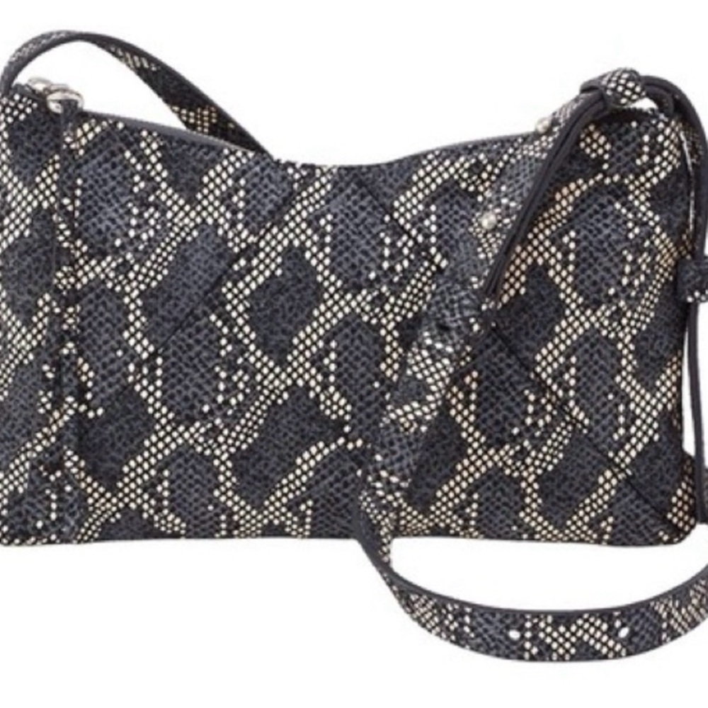 Elegant Black and Gray Snake Print Women's Bag